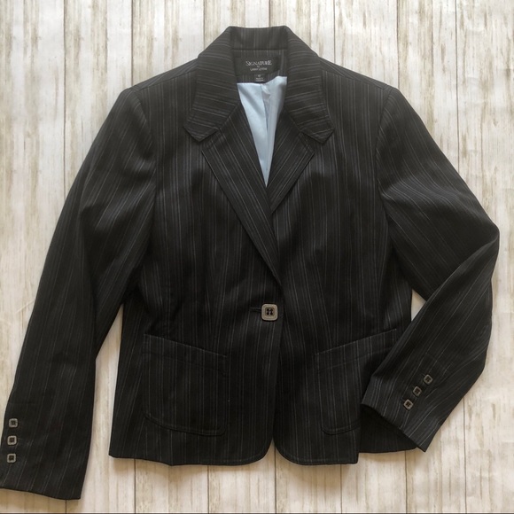 Larry Levine navy pinstriped blazer - Picture 1 of 6